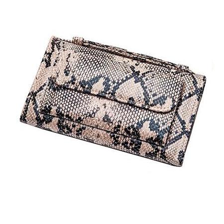 Brown and black snake skin wallet purse with handle
