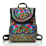 Embroidery colored backpack for women