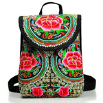 Rose embroidery backpack for women
