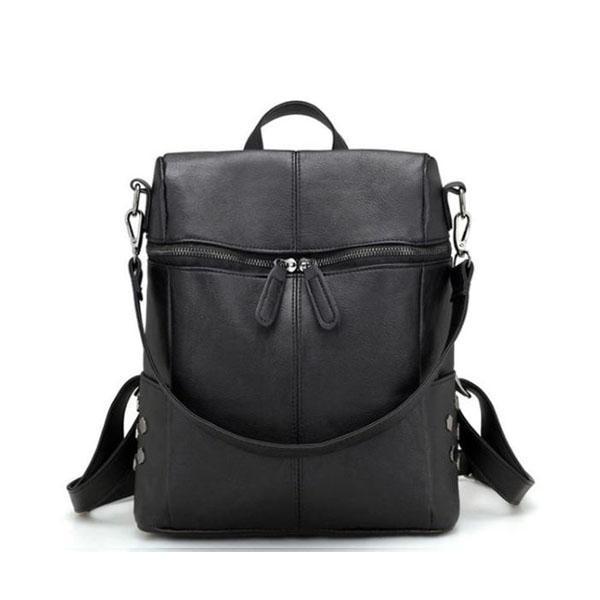 Black Vegan leather backpack purse