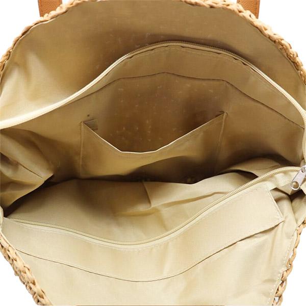 straw bag with handles with zipper compratment