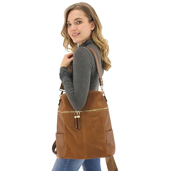 suede shoulder bag convertible backpack